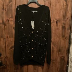 Karl Lagerfeld Black Cardigan with Gold Details